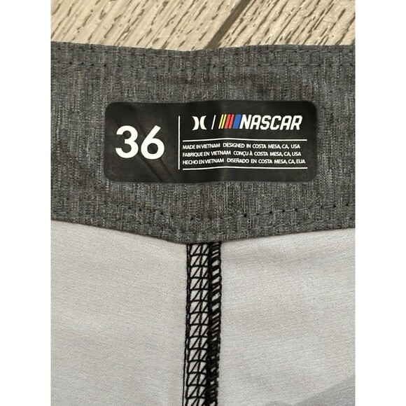 Hurley x Nascar Mens Board Shorts Phantom Racetrack Swim Size 36 Black - Picture 5 of 9